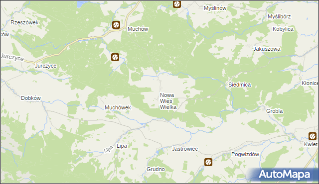 mapa Nowa Wieś Wielka gmina Paszowice, Nowa Wieś Wielka gmina Paszowice na mapie Targeo