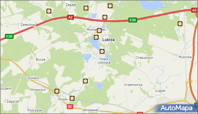 mapa Nowa Wioska gmina Lubrza, Nowa Wioska gmina Lubrza na mapie Targeo