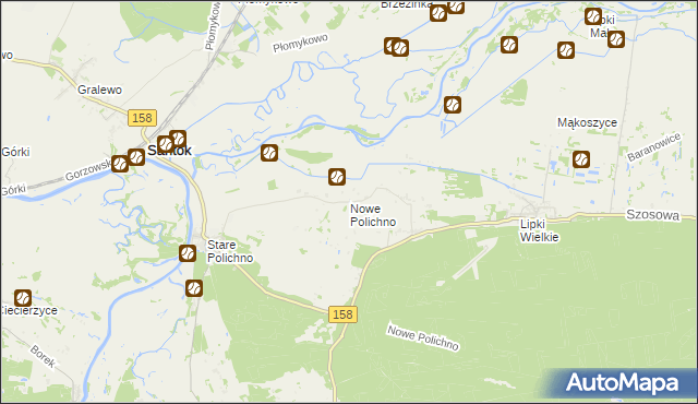 mapa Nowe Polichno, Nowe Polichno na mapie Targeo