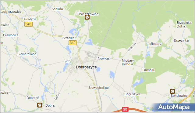 mapa Nowica gmina Dobroszyce, Nowica gmina Dobroszyce na mapie Targeo