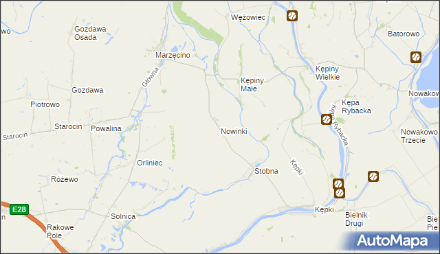 mapa Nowinki gmina Nowy Dwór Gdański, Nowinki gmina Nowy Dwór Gdański na mapie Targeo