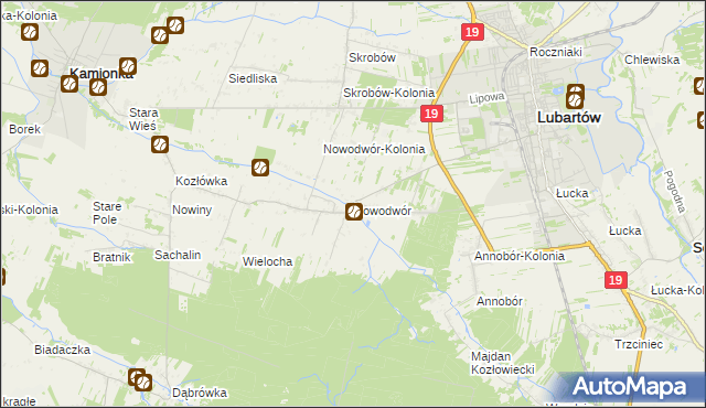 mapa Nowodwór gmina Lubartów, Nowodwór gmina Lubartów na mapie Targeo