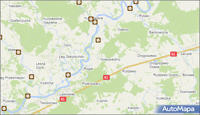 mapa Nowosiedliny, Nowosiedliny na mapie Targeo