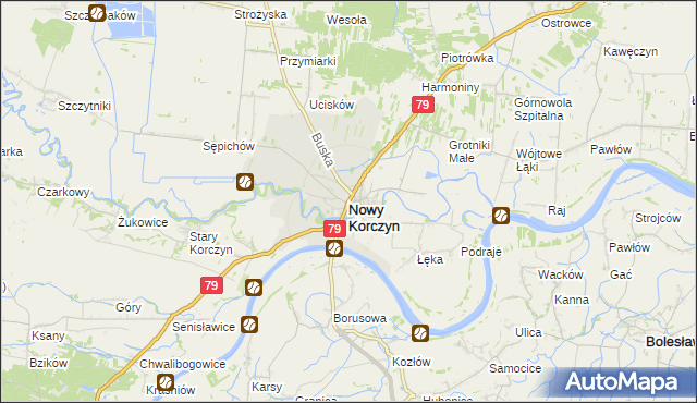 mapa Nowy Korczyn, Nowy Korczyn na mapie Targeo