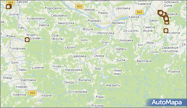 mapa Obidza, Obidza na mapie Targeo