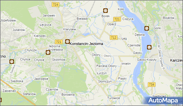 mapa Obory gmina Konstancin-Jeziorna, Obory gmina Konstancin-Jeziorna na mapie Targeo