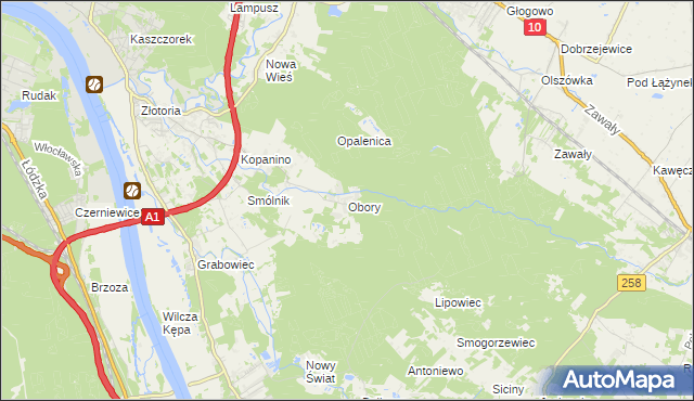 mapa Obory gmina Obrowo, Obory gmina Obrowo na mapie Targeo