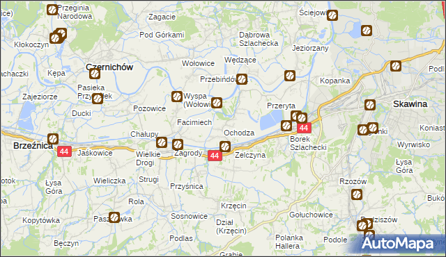 mapa Ochodza gmina Skawina, Ochodza gmina Skawina na mapie Targeo