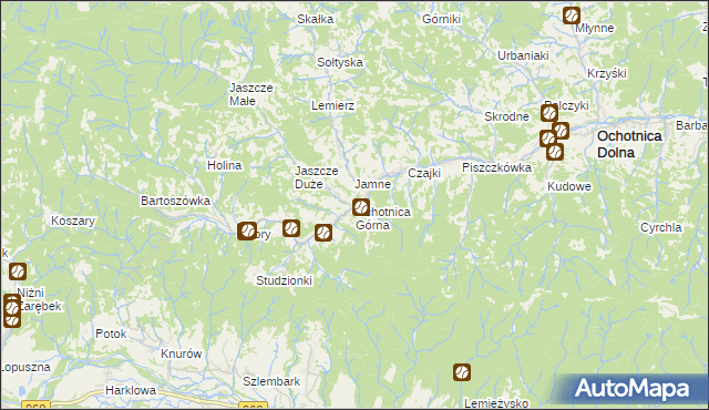 mapa Ochotnica Górna, Ochotnica Górna na mapie Targeo