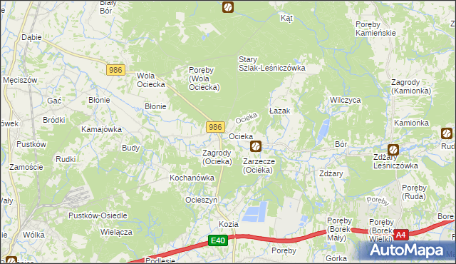 mapa Ocieka, Ocieka na mapie Targeo