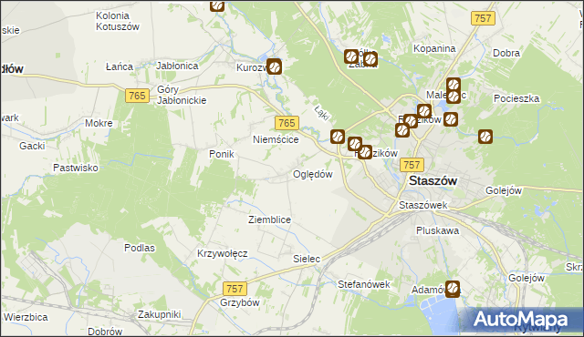 mapa Oględów, Oględów na mapie Targeo
