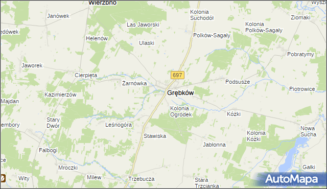 mapa Ogródek gmina Grębków, Ogródek gmina Grębków na mapie Targeo