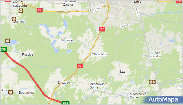 mapa Olbrachtów, Olbrachtów na mapie Targeo