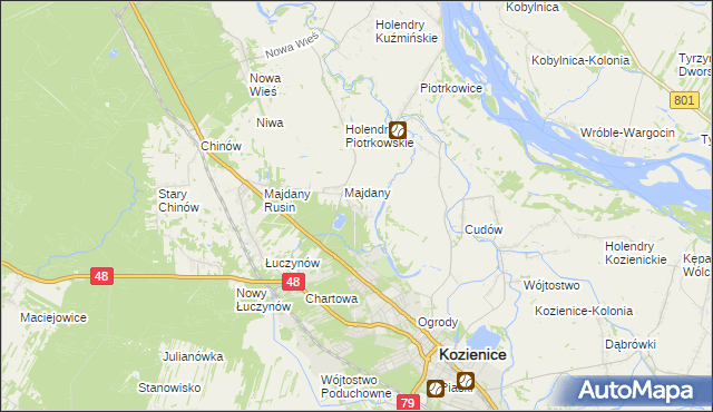 mapa Opatkowice gmina Kozienice, Opatkowice gmina Kozienice na mapie Targeo