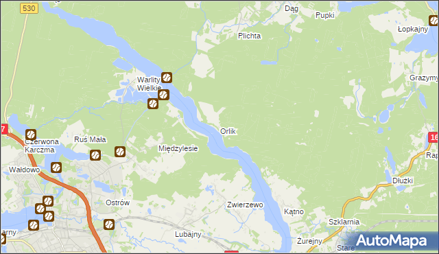 mapa Orlik gmina Łukta, Orlik gmina Łukta na mapie Targeo