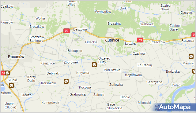 mapa Orzelec Duży, Orzelec Duży na mapie Targeo