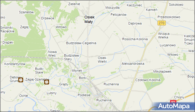 mapa Osiek Wielki gmina Osiek Mały, Osiek Wielki gmina Osiek Mały na mapie Targeo