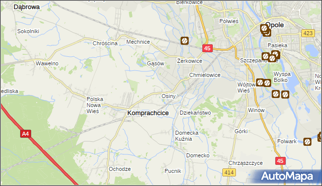 mapa Osiny gmina Komprachcice, Osiny gmina Komprachcice na mapie Targeo
