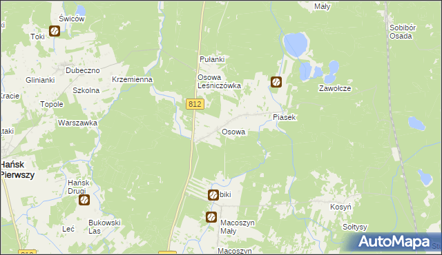 mapa Osowa gmina Hańsk, Osowa gmina Hańsk na mapie Targeo