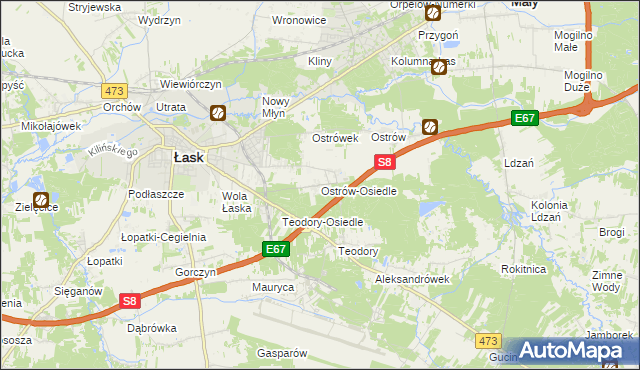 mapa Ostrów-Osiedle, Ostrów-Osiedle na mapie Targeo