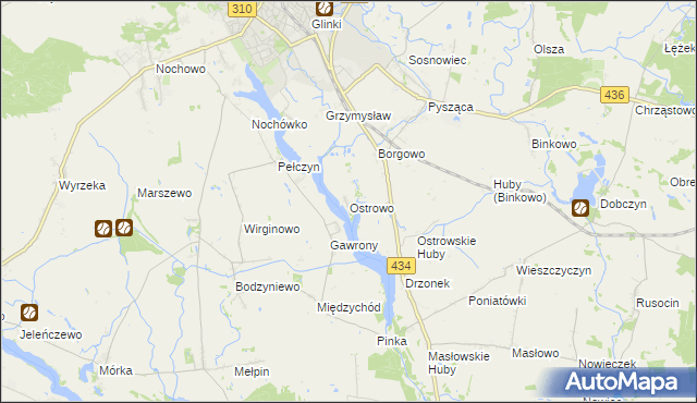mapa Ostrowo gmina Śrem, Ostrowo gmina Śrem na mapie Targeo
