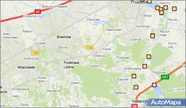 mapa Otrębusy, Otrębusy na mapie Targeo