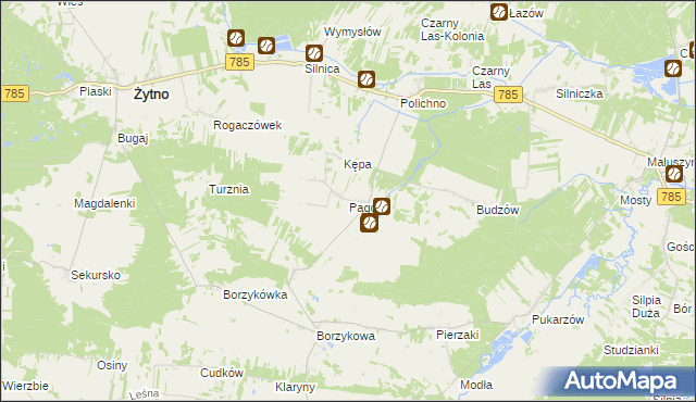 mapa Pągów gmina Żytno, Pągów gmina Żytno na mapie Targeo