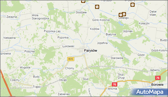 mapa Parysów, Parysów na mapie Targeo