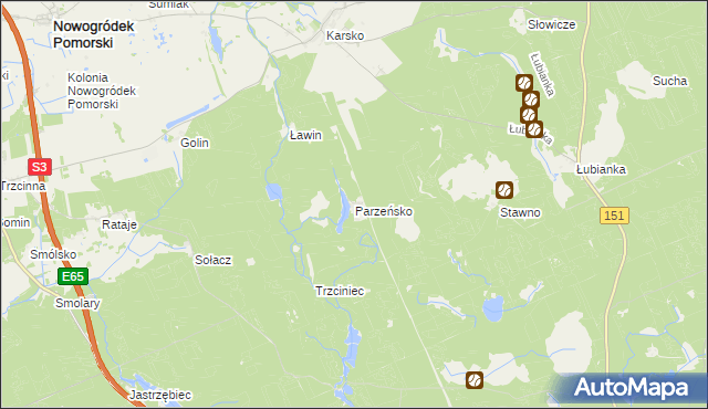 mapa Parzeńsko, Parzeńsko na mapie Targeo