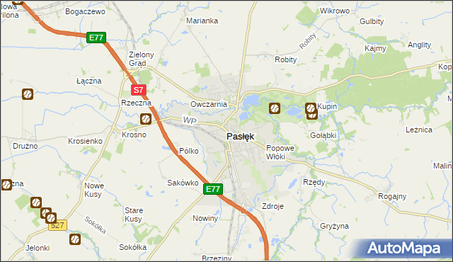 mapa Pasłęk, Pasłęk na mapie Targeo