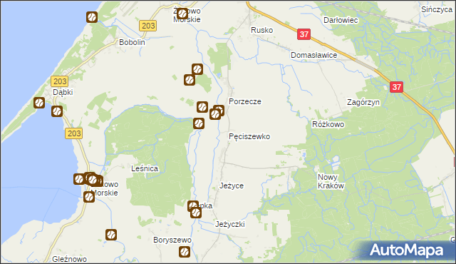 mapa Pęciszewko, Pęciszewko na mapie Targeo