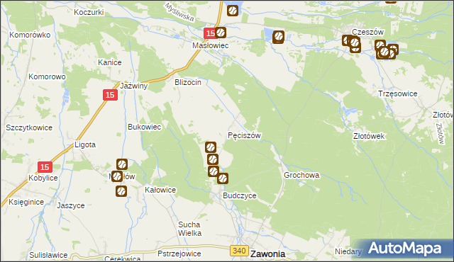 mapa Pęciszów, Pęciszów na mapie Targeo