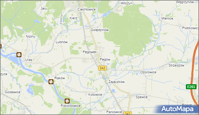 mapa Pęgów gmina Oborniki Śląskie, Pęgów gmina Oborniki Śląskie na mapie Targeo