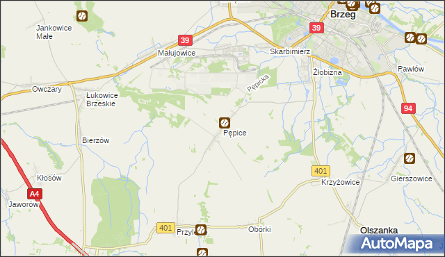 mapa Pępice gmina Skarbimierz, Pępice gmina Skarbimierz na mapie Targeo