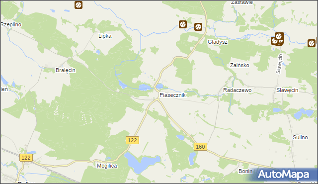 mapa Piasecznik gmina Choszczno, Piasecznik gmina Choszczno na mapie Targeo