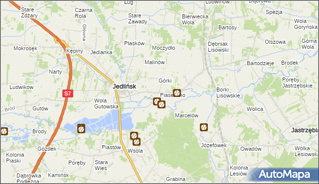 mapa Piaseczno gmina Jedlińsk, Piaseczno gmina Jedlińsk na mapie Targeo