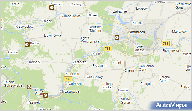 mapa Piaski gmina Wolbrom, Piaski gmina Wolbrom na mapie Targeo