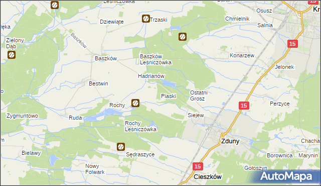 mapa Piaski gmina Zduny, Piaski gmina Zduny na mapie Targeo
