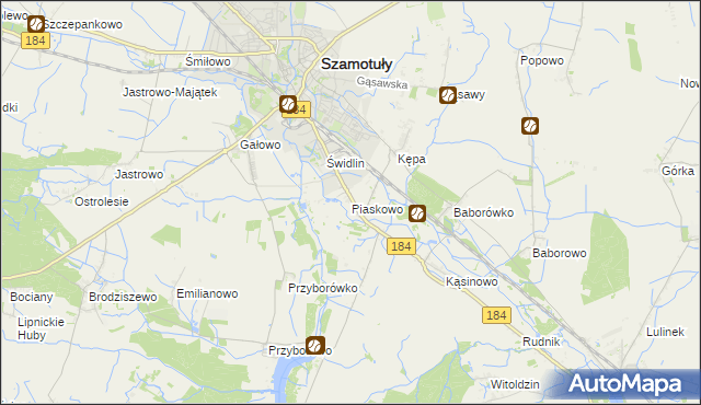 mapa Piaskowo gmina Szamotuły, Piaskowo gmina Szamotuły na mapie Targeo