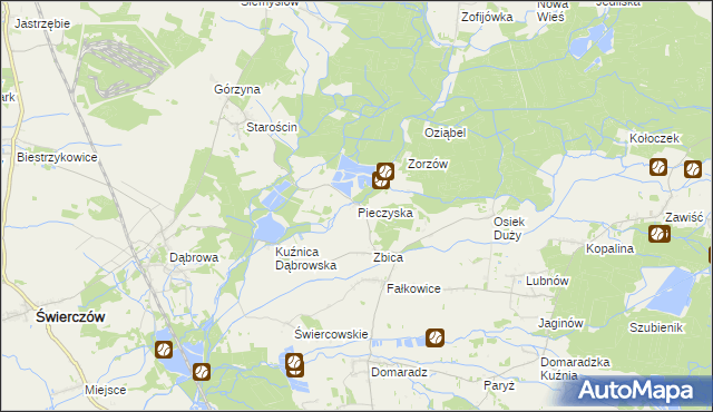 mapa Pieczyska gmina Świerczów, Pieczyska gmina Świerczów na mapie Targeo