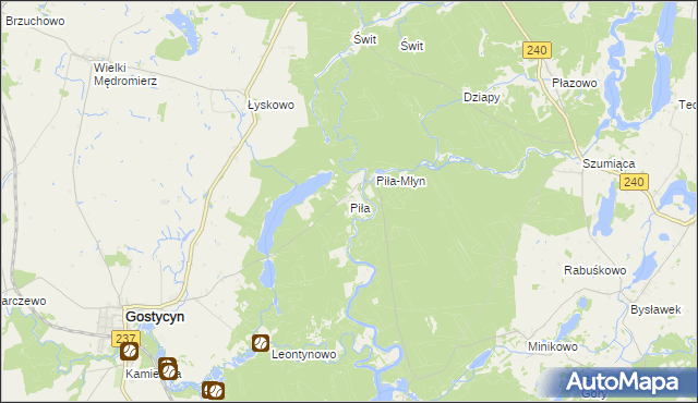 mapa Piła gmina Gostycyn, Piła gmina Gostycyn na mapie Targeo