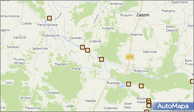 mapa Piła gmina Zadzim, Piła gmina Zadzim na mapie Targeo