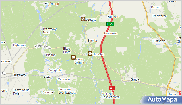 mapa Piła-Młyn gmina Jeżewo, Piła-Młyn gmina Jeżewo na mapie Targeo