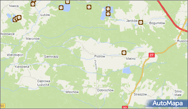 mapa Piotrów gmina Przewóz, Piotrów gmina Przewóz na mapie Targeo