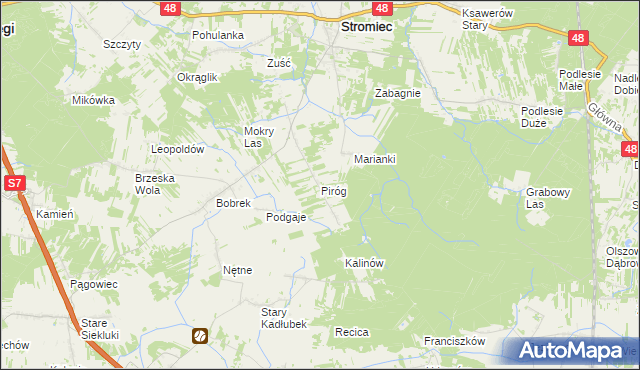 mapa Piróg gmina Stromiec, Piróg gmina Stromiec na mapie Targeo