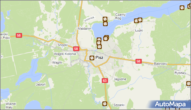 mapa Pisz, Pisz na mapie Targeo