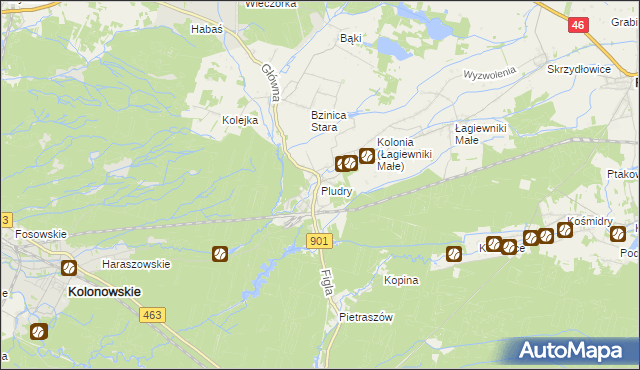 mapa Pludry, Pludry na mapie Targeo