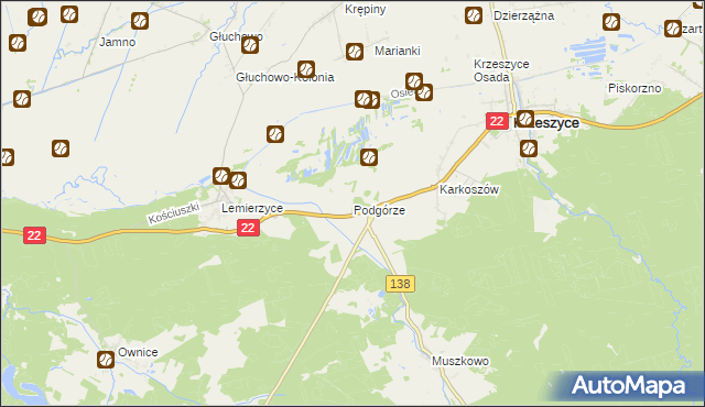 mapa Podgórze gmina Słońsk, Podgórze gmina Słońsk na mapie Targeo