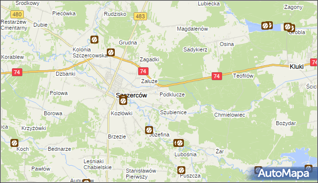 mapa Podklucze, Podklucze na mapie Targeo