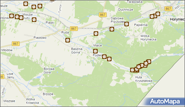 mapa Podlesie gmina Lubaczów, Podlesie gmina Lubaczów na mapie Targeo